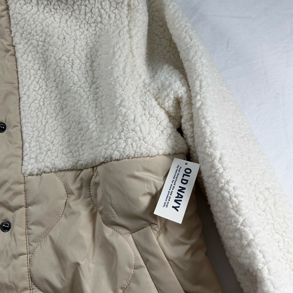 Hooded Sherpa Quilted Hybrid Coat for Girls size 14 - 16 NWT - Picture 10 of 13